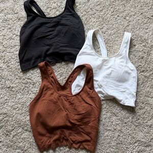 Black brown White Ribbed Crop Tops
